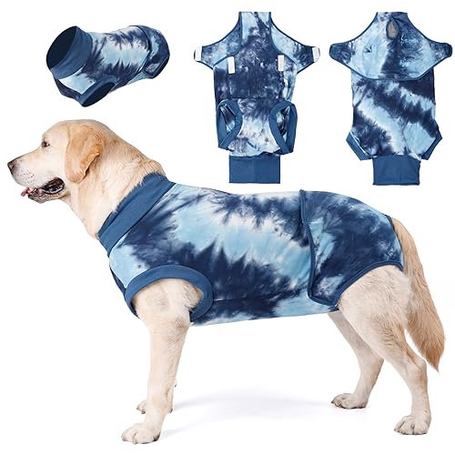 Susici Genesungsanzug für Hunde Katzen nach Operationen, Onesies Hunde Kegel Chirurgische Genesung, Pyjama für Hunde Atmungsaktives Weiches Stretch, Bauchwundabzeichen, Haarausfall Hautkrankheit (XL) von susici