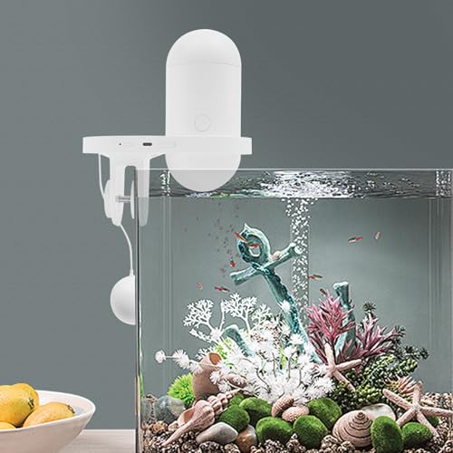 Susoso Automatischer Fischfütterer, 230ml Intelligente Fischfütterung mit USB-Kabel und Halterung& Klemme Präzisionsfütterungssystem Visuelle Fischfütterung für Haushalte 8x20x20cm Weiß von Susoso