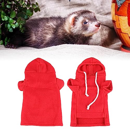 Sustvita Frettchen Kleidung, Katzenweste Rollkragenpullover mit Hut, Komfortables Pullover -Hemd mit Ärmeln, gemütlicher Pyjamas -Jumper, Winterdicke warmes Outfit für Haustier (Rot) von SustVita