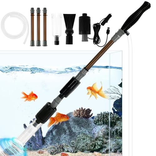 6-in-1 Aquarium-Kiesreiniger mit starker Saugkraft, USB-Elektro-Reinigungswerkzeuge, Aquarium-Kiesreiniger, automatisches Staubsauger-Set zum Waschen von Sand, Wasserwechsel von Sutowe