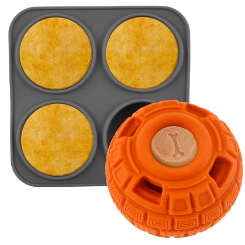 Leckerli-Ball mit Leckerli-Form, Gummi-Leckerli-Hundespielzeug, langsames Futter-Training, Leckerli-Spender, befüllbar, für Hunde, Welpen, lindert Langeweile (orange) von Sutowe