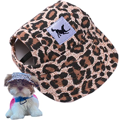 Hunde Baseballmütze, Verstellbar Outdoor Sport Hunde Sonnenhut Hundecap mit Ohrlöchern für Haustiere Hund Katze (Leopard, L) von Suxgumoe