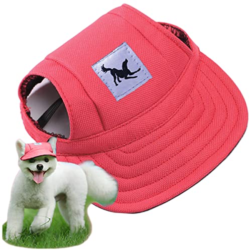 Hunde Baseballmütze, Verstellbar Outdoor Sport Hunde Sonnenhut Hundecap mit Ohrlöchern für Haustiere Hund Katze (Rot, L) von Suxgumoe