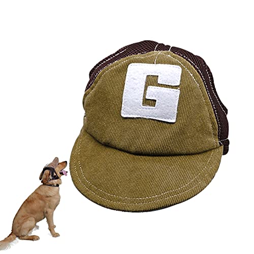 Hunde-Baseballmütze, Verstellbarer Hund Sonnenhut UV-Schutz Visiermütze mit Ohrlöchern Atmungsaktive Sportmütze Sommer Kopfbedeckungen Zubehör (Kaffee, L) von Suxgumoe