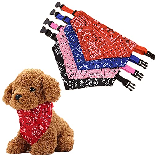 Hundebandana Halsband, 4 Stück verstellbare Katzen Hunde Bandanas Boho Haustier Schal Halstuch Dreieck Handtücher für Hunde, Welpen (L （Halsumfang: 12.99-20.86in）) von Suxgumoe