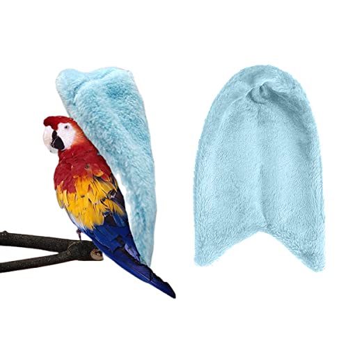 Komfort Ecke Fleece Vogeldecke, Vogelnest Hängendes Spielzeug, Warmes Vogelnest für Käfig, Hängende Hängematte Spielzeug für Sittiche Nymphensittich Taube (Medium, Blau) von Suxgumoe