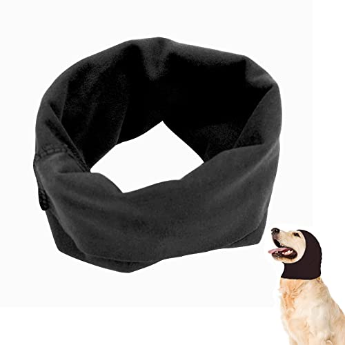 Ohrenschützer für Hunde, Ohrenschützer für Hunde und Katzen zur Linderung von Angstzuständen beruhigend dehnbar Lärmschutz Snood Stirnband Hunde Hoodie für Nacken und Ohrenwärmer Pflege (L, Schwarz) von Suxgumoe