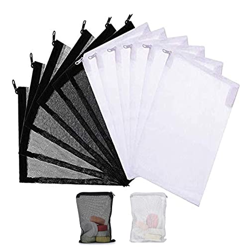 Suxgumoe Aquarium Filter Media Bags, 5.9 x 7.87 Inch Fish Tank Media Mesh Filter Bags with Zipper for Activated Carbon Biospheres Ceramic Rings (12 Pcs White and 12 Pcs Black) von Suxgumoe