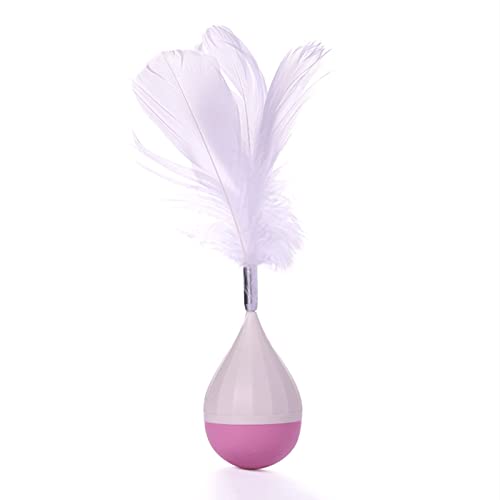 Suxgumoe Katzenspielzeug, Feather Tumbler Pet Cat Toy Interaktiv und entlasten langweilige Katzensticks für Indoor-Katzenkätzchen (ROSA) von Suxgumoe