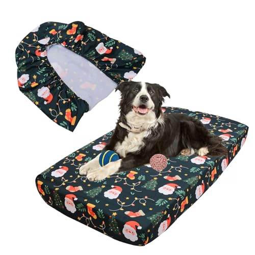 Suyfhdc Weihnachts-Hundebett-Bezug, 132 x 71 x 12,7 cm, Ersatzbezug, waschbar, wiederverwendbar, Hundebett-Auskleidung, Baumwoll-Bettbezüge, Haustierbett-Matratze mit abnehmbarem, waschbarem Bezug von Suyfhdc