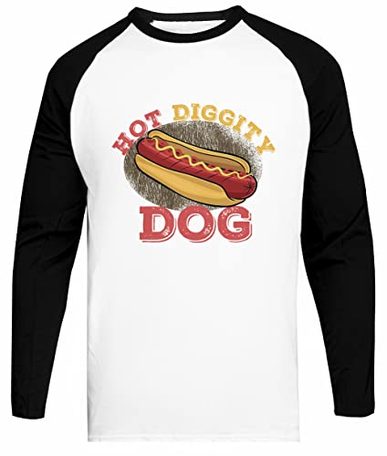 Hot Diggity Dog Weißes Baseball-T-Stück Schwarz-Hülsen-Unisex-T - Shirt von Suzetee