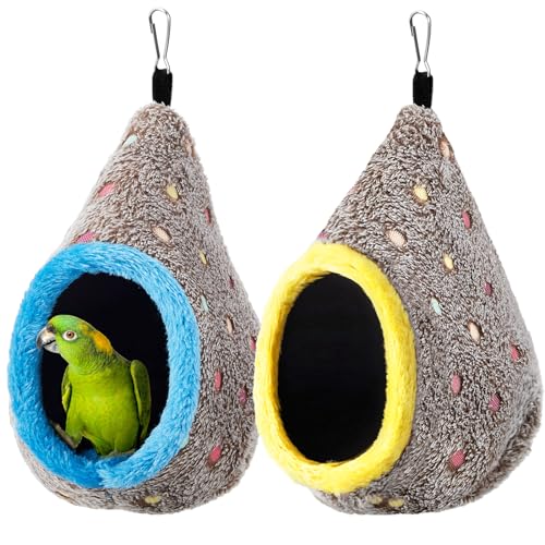 Suzile 2 Pcs Winter Warm Bird Nest Plush Bird Bed Bird House for Cage Bird Hammock with Fixable Opening to Keep Shape for Lovebird Papageien Sittiche Small and Medium Sized Birds, 2 Colors von Suzile