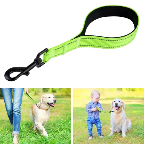 Hundeleine Kurz, Reflektierend Nylon Kurzleine Hund mit Gepolstertem Griff und Metall-D-Ring, Robuste Kurzführer Hund Geeignet für Große, Mittlere Hunde, Hundetraining, 2.5 × 30 cm, Grün von Svalor