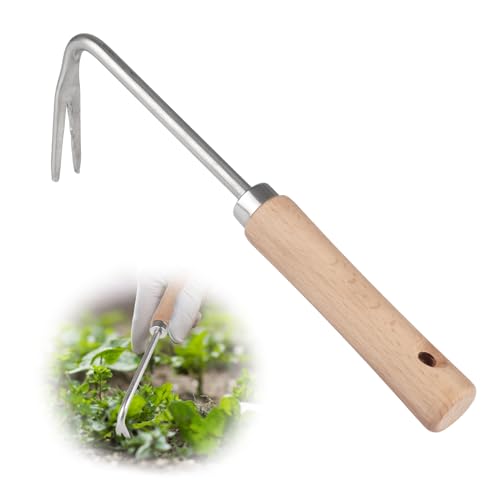 Manueller Unkrautstecher Mit Holzgriff, 25.5cm Länge Unkrautstecher Edelstahl, Robust Manueller Weeder, V-förmige Design Garden Hand Weeder, Manueller Unkrautstecher, für Jäten, Umpflanzen usw. von Svalor