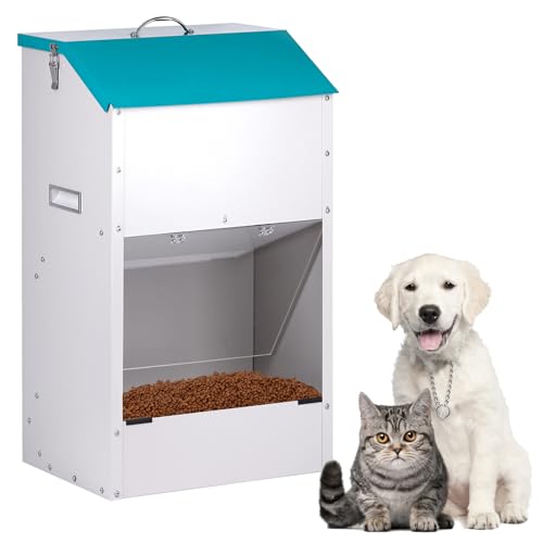 Svauoumu Futterautomat für Hunde - Fassungsvermögen 22 kg, mit Deckel Zum Schutz des Futters, Nagetiersicheres Design, Geeignet für den Außeneinsatz (70X30X40) von Svauoumu