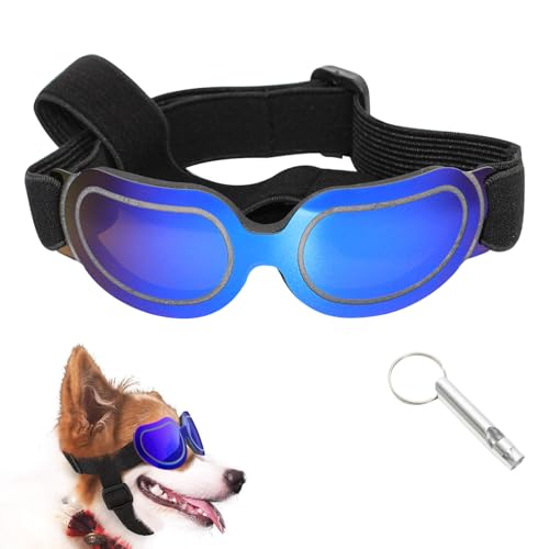 Svitzoot Sonnenbrille für Hunde UV-Schutz Hundebrille Cool Hundebrille Verstellbare Winddicht Hunde Brille mit 1 Pfeife Hundebrille für Kleine Hunde Schwarz von Svitzoot