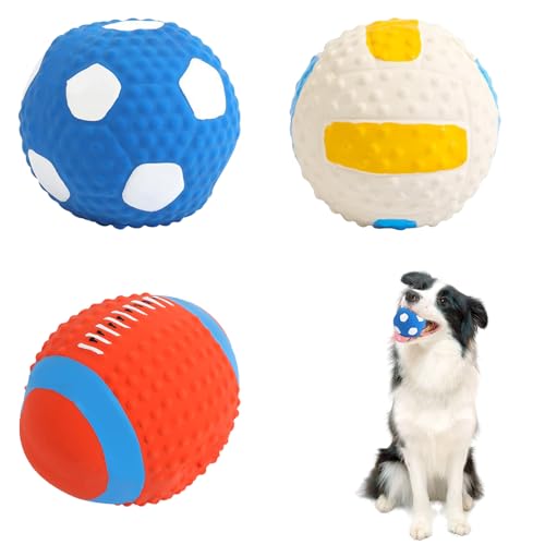 Swavitie 3 Stück Hundebälle Set Hundeball Quietschend Weich Hundespielzeug aus Latex 7,5cm Interaktives Hundeball Spielzeug Ball für Kleine Mittlere Hunde Welpen Haustiere von Swavitie