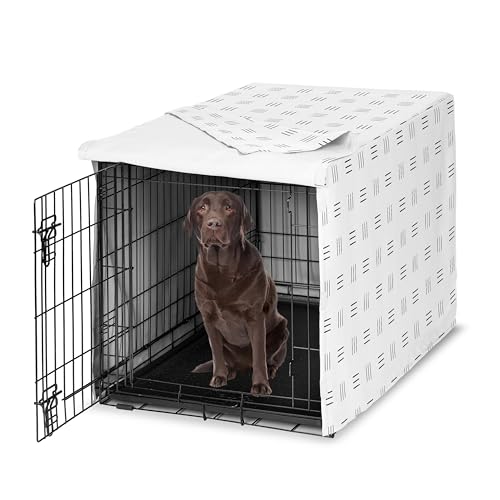 Sweet Jojo Designs Weiße und schwarze Boho Schlammtuch Hundekäfig Abdeckung - Zwinger Abdeckungen für 106.7 cm Pet Cage Medium/Large - Schwarz und Weiß Bohemian Minimalist Southwest Mud Cloth Luke von Sweet Jojo Designs