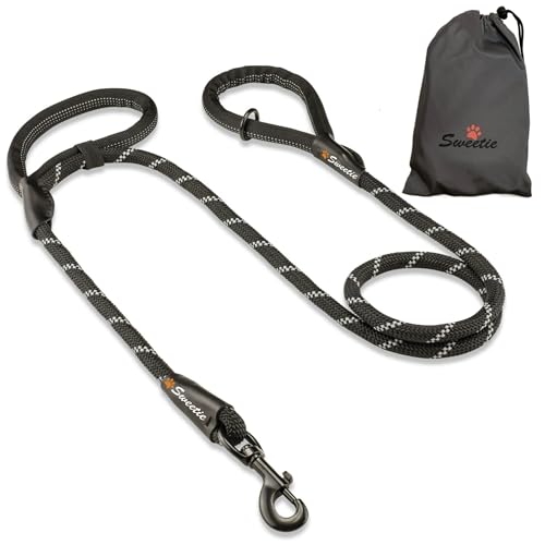 Sweetie Seil Hundeleine Strong Leash schwarz mit 2 bequemen gepolsterten Griffen 151g von Sweetie