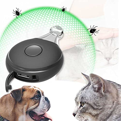 Ultraschall Floh Und Zeckenschutz Pet Ultraschall Anhänger Gegen Zecken USB-Aufladung, blinkendes Licht zur Vermeidung von Verlusten in der Nacht, geeignet für Katzen und Hunde (Black, M) von Sweetneed chida yi