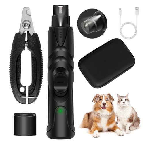 Sweetone Krallenschleifer für Hunde, 2-Gang-Leise-krallenschleifer für Hunde für Haustiere mit LED Licht, Hunde krallenschleifer Hund Dog Nail Grinder für Kleine, MittelgroßE Hunde Und Katzen von Sweetone