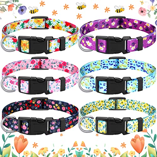 6 Stück Blumen-Hundehalsbänder für kleine, mittelgroße und große Hunde, Frühling und Sommer, niedliches Haustier-Blumenhalsband, weich, verstellbar, Welpenhalsband, verschiedene Farben (Größe S) von Sweetude