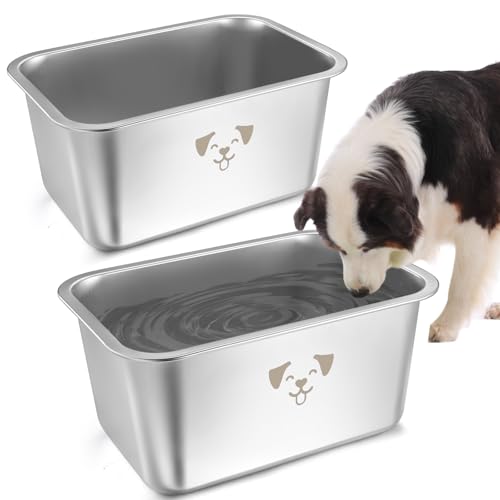 Sweetude 2 x extra großer Wassernapf für Hunde, Edelstahl, Hundenapf für große Hunde, große Kapazität, Metall-Hundenapf für Haustiere, Hunde, Katzen, drinnen und draußen, 2 Stück von Sweetude