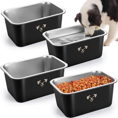 Sweetude 4 große Wassernäpfe für Hunde, große Futternäpfe aus Edelstahl, extra groß, aus Metall, rostbeständig, großes Fassungsvermögen für Haustiere, Hunde, Schwarz, 7 l von Sweetude