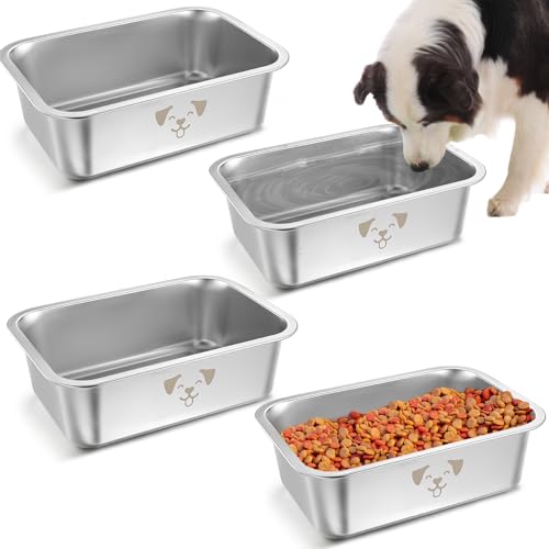 Sweetude 4 x große Wassernäpfe für Hunde, große Futternäpfe aus Edelstahl, extra großer Hundenapf, Metall, rostbeständig, großes Fassungsvermögen für Haustiere und Hunde von Sweetude