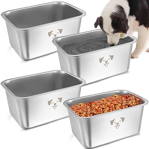 Sweetude Große Wassernäpfe für Hunde, großer Hundenapf, Edelstahl, extra groß, Hundenapf, große Größe, 4 Stück, Futter und Wasser, große Kapazität für große und mittelgroße Hunde (2,65 Gallonen) von Sweetude