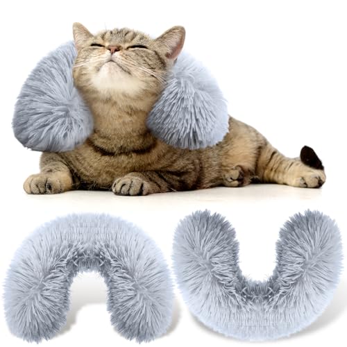 Sweetude Katzenkissen für Indoor-Katzen und Hunde, ultraweich, flauschig, beruhigendes Spielzeug, halber Donut-Kuschelkissen, U-förmiges Haustier-Nackenkissen, beruhigendes Welpen-Kissen, von Sweetude