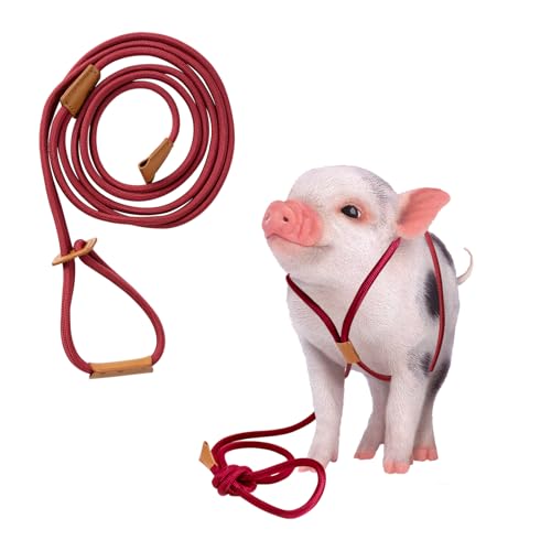 Swirge Mini Pig Geschirr und Leine, verstellbares Schweinegeschirr für große, mittlere, kleine Schweinchen und andere Kleintiere, zum Gehen und Trainieren (Rot) von Swirge