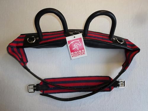 Swiss Horse Voltigiergurt Nylon Zwei Griffe NEU Longiergurt - Holzpferd - blau/rot von Swiss Horse