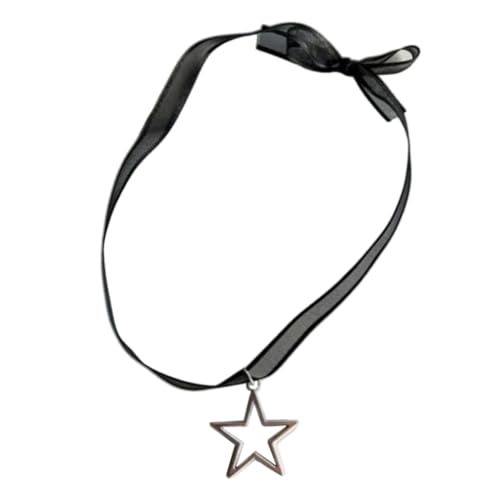 Hundehalsband mit einzigartigem Stern-, Herz-, Blumen- und Schmetterlingsmuster, schwarzes Band, zierliches Halsband für tägliche Spaziergänge und Partys von Sxett