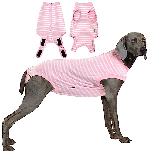 Sychien Hunde-Genesungsanzug für Damen, Rosa, groß, für Chirurgie, Erholung, Spay-Shirt, rosa-weiß gestreift, XXXL von SyChien