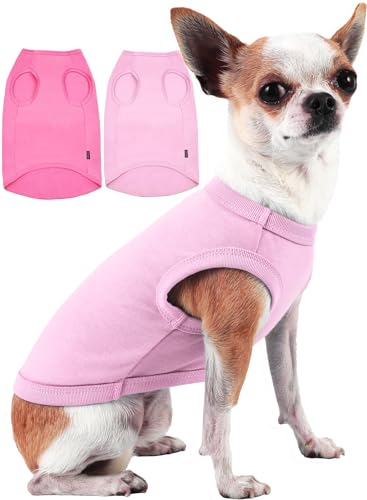 Sychien Hunde-Hemden für kleine Welpen, Chihuahua, blanko, einfarbig, rosa Hundehemd für Katzen, XS rosa Rose von SyChien