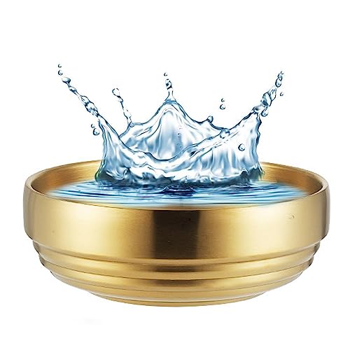 SyceePool Großer Hundenapf, goldfarbener Edelstahlnapf für große Hunde, langlebig und rostfrei, gebürstete Oberfläche, stilvolles und praktisches Design, 17,8 cm (B) x 6,6 cm (H) von SyceePool