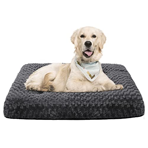 Sycoodeal Hundebett-Matte, Haustierbett-Matratze, Katzenbett, weich, bequem, Haustierbett-Pad mit rutschfester Unterseite, maschinenwaschbar, für 45,4 kg Hunde (88,9 x 111,8 cm, dunkelgrau) von Sycoodeal