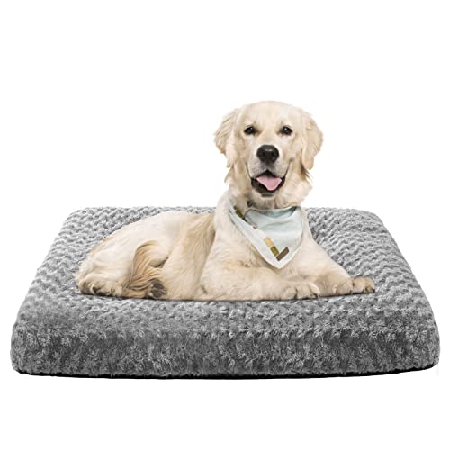 Sycoodeal Hundebett-Matte, Hundebett, Haustierbett, Matratze, Katzenbett, weich, bequem, Haustierbett-Pad mit rutschfester Unterseite, maschinenwaschbar, Hundehüttenpolster für große Hunde (68,6 x 104,1 cm, grau) von Sycoodeal