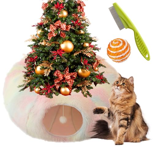 Cat Tunnel Bed Under Christmas Tree, Cat Tunnel Christmas Tree Skirt, Cat Christmas Tree Tunnel, Cat Tunnel for Christmas Tree, Christmas Cat Tunnel Tree Skirt for Cat Dogs (Colorful) von Syeefula