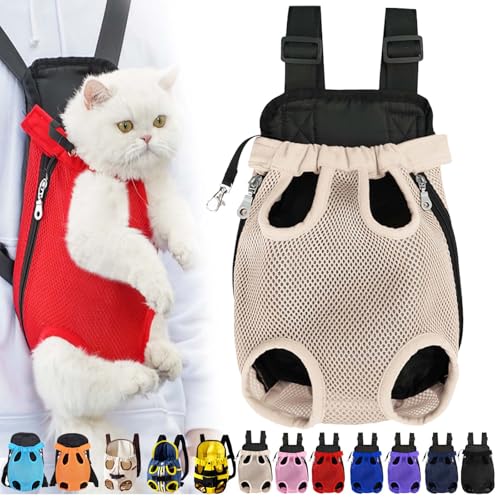 Furry Pawsy Cat Carrier, Furry Pawsy Carrier, Portable Pet Carrier Backpack, Adjustable Pet Front Cat Dog Carrier Backpack, Legs Out, Easy-fit Chest Carrier for Small Dogs Cats Puppies (L,Apricot) von Syeefula