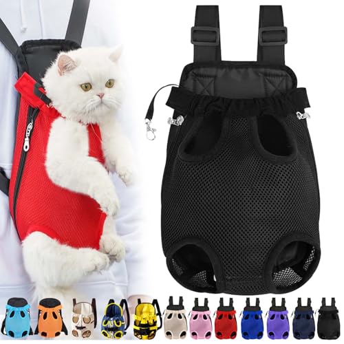 Furry Pawsy Cat Carrier, Furry Pawsy Carrier, Portable Pet Carrier Backpack, Adjustable Pet Front Cat Dog Carrier Backpack, Legs Out, Easy-fit Chest Carrier for Small Dogs Cats Puppies (L,Black) von Syeefula