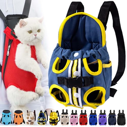 Furry Pawsy Cat Carrier, Furry Pawsy Carrier, Portable Pet Carrier Backpack, Adjustable Pet Front Cat Dog Carrier Backpack, Legs Out, Easy-fit Chest Carrier for Small Dogs Cats Puppies (L,Blue-b) von Syeefula