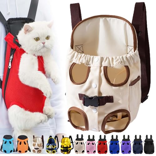 Furry Pawsy Cat Carrier, Furry Pawsy Carrier, Portable Pet Carrier Backpack, Adjustable Pet Front Cat Dog Carrier Backpack, Legs Out, Easy-fit Chest Carrier for Small Dogs Cats Puppies (L,Brown-b) von Syeefula