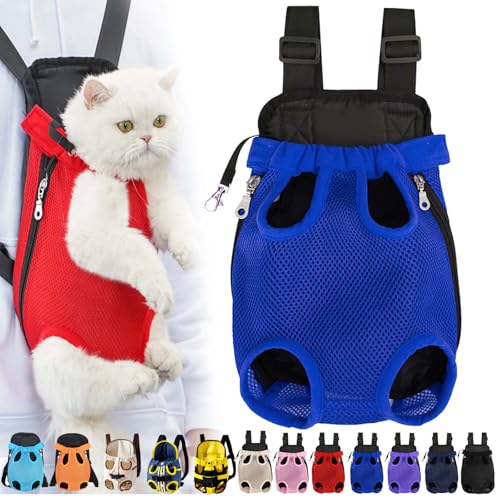 Furry Pawsy Cat Carrier, Furry Pawsy Carrier, Portable Pet Carrier Backpack, Adjustable Pet Front Cat Dog Carrier Backpack, Legs Out, Easy-fit Chest Carrier for Small Dogs Cats Puppies (L,Dark Blue) von Syeefula