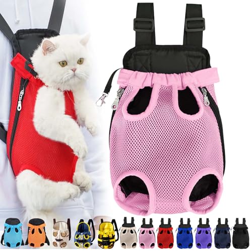 Furry Pawsy Cat Carrier, Furry Pawsy Carrier, Portable Pet Carrier Backpack, Adjustable Pet Front Cat Dog Carrier Backpack, Legs Out, Easy-fit Chest Carrier for Small Dogs Cats Puppies (L,Pink) von Syeefula