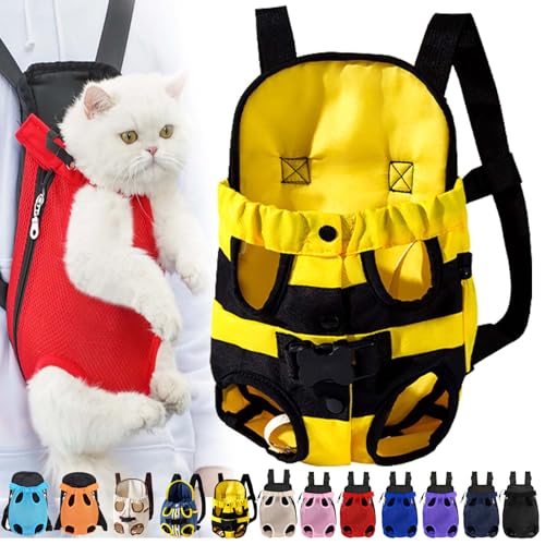 Furry Pawsy Cat Carrier, Furry Pawsy Carrier, Portable Pet Carrier Backpack, Adjustable Pet Front Cat Dog Carrier Backpack, Legs Out, Easy-fit Chest Carrier for Small Dogs Cats Puppies (L,Yellow-b) von Syeefula