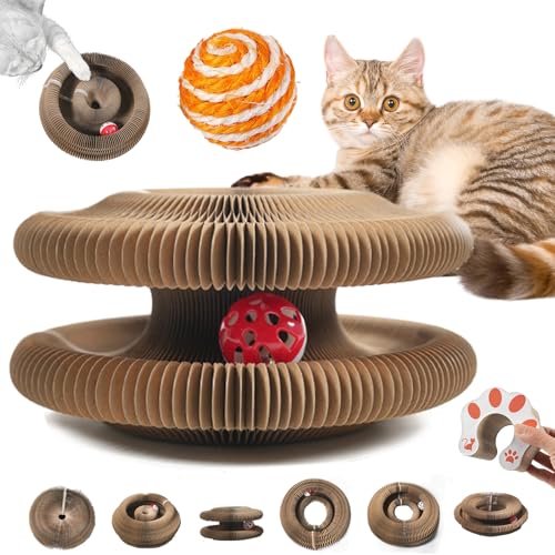 Kitten Curl, Kitten Curl Toy, Magical Kitten Curl Cardboard Cat Toy, Cat Accordion Toy, Indoor Interactive Scratch Pad with a Ball, Recyclable and Durable, Retractable, Reversible (Cat's paw) von Syeefula