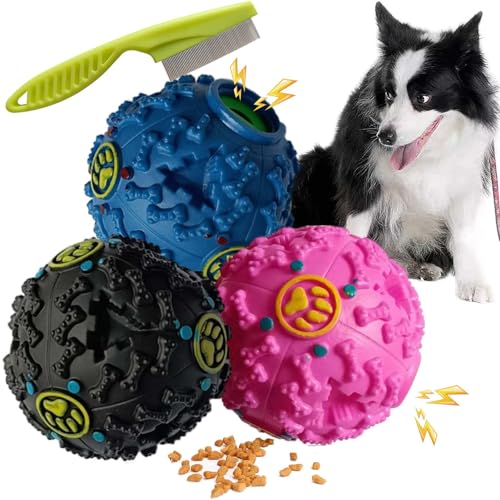 Syeefula Pawcia Giggle Ball, Pawcia Giggle Sound Dog Ball, Giggle Sound Dog Toy, Giggle Ball, Pawcia Dog Ball, Dog Feeder Toy Interactive Game for Dogs Fill with Food Dogs Food Dispenser (L,3PCS) von Syeefula