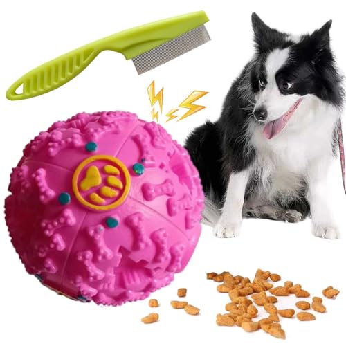 Syeefula Pawcia Giggle Ball, Pawcia Giggle Sound Dog Ball, Giggle Sound Dog Toy, Giggle Ball, Pawcia Dog Ball, Dog Feeder Toy Interactive Game for Dogs Fill with Food Dogs Food Dispenser (L,Pink) von Syeefula